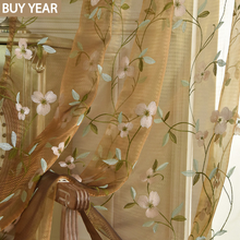 Embroidered Curtains for Living Dining Room Bedroom Coffee Magnolia Flower TulleThread Embroidery Tulle French Window 2024 - buy cheap