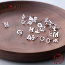 Pendientes de plata de ley 925 con letras de La Monada, joyería fina minimalista, con cierre de tuerca, para mujer, plata 925 coreana 2024 - compra barato