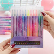 12 Pcs Per Set Star Double Headed Fluorescent Highlighter Pen Cute Painting Decoration Light Color Marker Highlighter Wholesale 2024 - compre barato