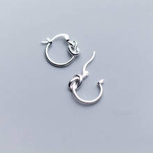 Utimtree Minimalist S925 Silver Earrings Korean Simple Line Knot Hoop Earring for Women Girls Sterling-Silver-Jewelry Wholesale 2024 - buy cheap