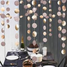 4m*5cm Rose Gold Round Mirror Glitter Banners Paper Garland Wedding Birthday Baby Shower Party Supplies Room Hanging Decorations 2024 - buy cheap