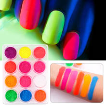 12Box Neon Pigment Powder Fluorescent Nail Glitter Set Shinny Ombre Chrome Dust DIY Gel Polish Manicure For Nails Art Decoration 2024 - buy cheap