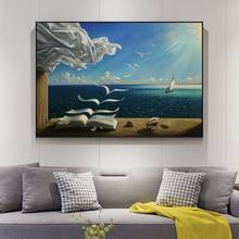 Arte de parede com ondas mar, tela de paisagem, pinturas de salvador dalí, posteres de parede, android, imagens de quadros para decoração de casa 2024 - compre barato