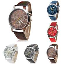 Relógio de pulso analógico arábico, relógio de pulso de quartzo com pulseira de couro falso da moda para homens e mulheres 2024 - compre barato