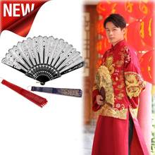 Best Chinese Traditional Hollow Fan Wooden Hand Made Exquisite Folding Wedding Gift New 2024 - buy cheap