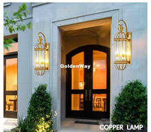 Водонепроницаемый Светодиодный Уличный настенный светильник, декоративное бра для сада, балкона, Античная бронзовая лампа для отеля, d22 см h55см E14 2024 - купить недорого