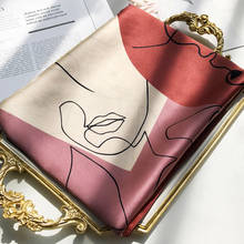 Квадратная шаль 100% шелковый шарф Женская шаль с цветочным принтом 90*90 см 2024 - купить недорого