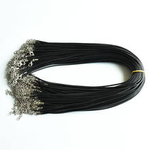 Wholesale 100pcs/lot 1.5mm black Wax Leather cord rope necklaces 45cm with Lobster clasp jewelry for diy pendants free shipping 2024 - buy cheap