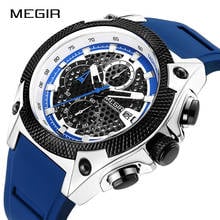 Новые спортивные часы MEGIR Relogio Masculino, высококачественные силиконовые мужские часы, брендовые Роскошные светящиеся водонепроницаемые мужские кварцевые часы 2022 - купить недорого