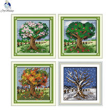 Four Seasons Trees Patterns DIY Handwrok Cross Stitch Kits Printed Canvas Counted Cross-stitch DMC Embroidery Needlework Crafts 2024 - buy cheap