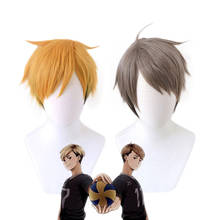 Anime haikyuu! Atsumu miya osamu miya cosplay peruca curta haikyu resistente ao calor de fibra de cabelo com peruca boné festa de halloween role play 2024 - compre barato