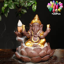 +20Pcs Incense Cones Ceramic Lotus Indian Ganesha Elephant God Buddha Statues Backflow Incense Burner Buddha Incense Censer Hold 2024 - buy cheap