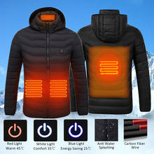Men Winter USB Heating Jackets Smart Thermostat women Warm Hooded Heated Clothing Fever 4 places cotton-padded jacket 2024 - купить недорого