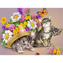 Animal Cat DIY Cross Stitch 11CT Embroidery Kits Needlework Craft Set Cotton Thread Printed Canvas Home     Dropshipping 2024 - buy cheap