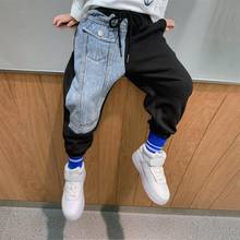 Брюки для мальчиков 2-12 лет, весна 2021, хлопковые джинсы в стиле пэчворк, детские брюки для малышей, мода, #5798 2024 - купить недорого