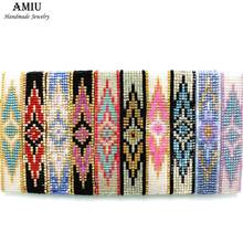 AMIU-pulsera hecha a mano con cuentas de cristal para hombre y mujer, pulseras de ojo malvado coloridas tejidas de la amistad, regalo 2021 2024 - compra barato