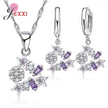 Pretty CZ Cubic Zirconia Star Shape Jewelry Sets 925 Sterling Silver Romantic Pendant Necklace & Earrings Set 2024 - buy cheap