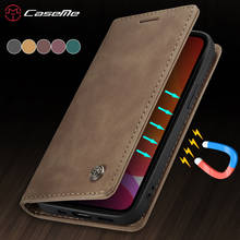 Capa carteira para iphone em couro, com suporte magnético, para iphone 12 11 pro x xr xs max, caseme 8 7 6 plus 5 2024 - compre barato