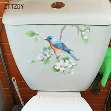 ZTTZDY 25×18.9CM Bird On Flower Branch Fresh Wall Decoration Classic Cartoon WC Toilet Stickers T2-1064 2024 - buy cheap