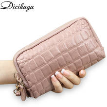 DICIHAYA New Genuine Leather Women Wallet Fashion Mobile Phone Bag Stone Pattern Double Zipper Lady Clutch Bag Purse For Coin 2024 - buy cheap