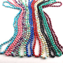 MOODPC Fashion Bohemian Tribal Jewelry 8mm Stone Long Knotted Women Beads Necklace 2024 - buy cheap