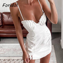 Женское пляжное мини-платье Foridol, однотонное белое платье на тонких бретелях, элегантное платье во французском стиле, лето 2021 2024 - купить недорого