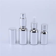 Botella de vidrio plateado con cuentagotas para aceite esencial, frasco de 10ML-100ML, envase para cosméticos, suero, loción, bomba, atomizador en Spray, 6 uds. 2024 - compra barato