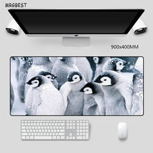 Almofada de rato mrgbest 900x400mm teste padrão bonito dos pinguins antiderrapante que trava a borda almofadas de borracha da natureza 2024 - compre barato