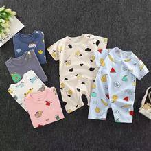 Macacão de algodão para bebês, roupas de verão para meninos e meninas, peça única, macacão de manga curta para recém-nascidos, roupas de escalada 2024 - compre barato