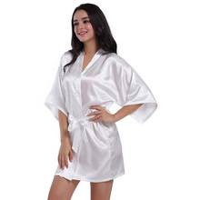 Solid Color Bath Robe Women Satin Silk Kimono Robe Bath Robe 3/4 Sleeve Bathrobe Women Nightgown Dress Bathrobe Womens Sleepwear 2024 - buy cheap