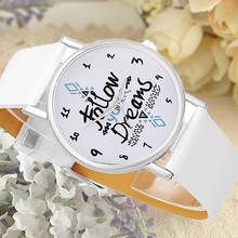 Girls Casual Follow Your Dream Quote Print Faux Leather Strap Quartz Wrist Watch 2024 - buy cheap