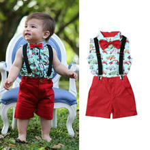 Little Gentleman Suit Toddler Kid Baby Boy Clothes Outfits Beach Sleeveless Shirt Tops Shorts Pants 2024 - buy cheap