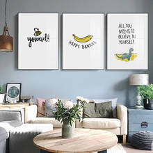 Pôster de parede para quarto do bebê, tela de desenho animado, dinossauro, pintura, arte, balão amarelo, decoração 2024 - compre barato