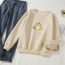 Strawberry Frog Print Hoodie Women Cotton Sweatshirt Harajuku Hoodies for Women Autumn Winter Loose Kawaii Long Sleeve Pullover 2024 - buy cheap