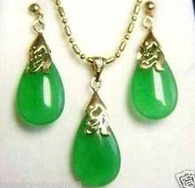 Fashion jewelry Free Shipping   Jewellery green Natural stone pendant necklace earring set watch wholesale Quartz stone CZ cryst 2024 - buy cheap