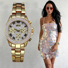 New  Women Watches Luxury Watch Women Fashion 2020 Fake Chronograph Roman Numerals 18K Gold Ladies Quartz Wristwatch Gifts 2024 - buy cheap
