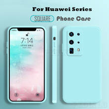 Classic Square Frame Soft Liquid Silicone Phone Case For Huawei P20 P30 P40 P50 Mate 20 Lite 30 40 Pro Y7a Y8p Y9S Nova 5T 3 3i 2024 - купить недорого