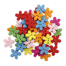 100 шт., 15 мм кнопки для шитья скрапбукинга поделки, декоративные цветные цветы с плоской обратной стороны, деревянные кнопки для шитья скрапбукинга поделки, разные цвета 2024 - купить недорого