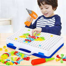 Broca elétrica de brinquedo, conjunto de ferramentas, brinquedos para crianças, quebra-cabeça, brinquedos, furadeira elétrica, parafuso de brinquedo para meninos, crianças 2024 - compre barato