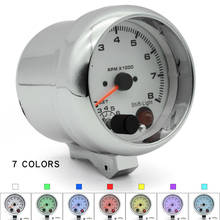 Tacómetro eléctrico de 7 colores, medidor de RPM con luz de cambio interno, 3,75 ", 95mm, 4, 6 y 8 cilindros, borde cromado de cara blanca 2024 - compra barato