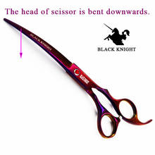 BLACK KNIGHT-Tijeras profesionales de peluquería, 7 pulgadas, de corte, tijeras de peluquero curvadas hacia abajo, para mascotas, estilo púrpura 2024 - compra barato