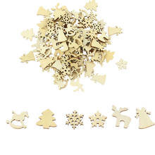 100PCS Wooden Christmas Tree Ornaments Mini Snowflake Tree Hanging Pendants Christmas Decorations for Home New Year Gift 2024 - buy cheap