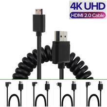 OD 3,0 мм мини-HD-спиральный 4k кабель HDMI-2.0 к Micro HDMI-Совместимость стрейч витая пружина гибкие тонкие кабели 2k Hd 4k @ 60 Гц 2024 - купить недорого