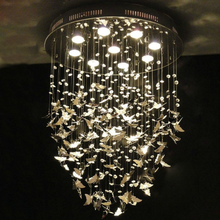 Новый Современный хрустальный подвесной светильник K9 с хромированной бабочкой, украшение для дома, светильник для спальни, гостиной, 110-240 В, D500mm 2024 - купить недорого