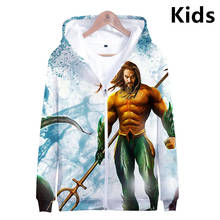 Sudadera con capucha para niños de 3 a 14 años, suéter con estampado completo 3D de Aquaman, chaqueta de dibujos animados Harajuku, abrigo, ropa para niños 2024 - compra barato