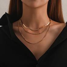 KMVEXO Punk Multi Layered Snake Chain Choker Necklace Simple Gold Color Collar Necklaces for Women Men Hip Hop Party Jewelry 2024 - buy cheap