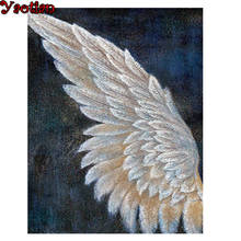 Алмазная 5D Вышивка «сделай сам», картина с ангельскими крыльями, перьями, стразы, Набор для вышивки крестиком, мозаичное украшение для стен 2024 - купить недорого