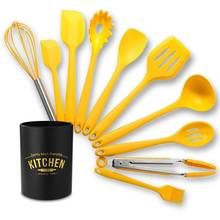10PC Yellow Silicone Kitchenware Cooking Utensils Set Heat Resistant Kitchen Non-Stick Cooking Utensils With Storage Box 2024 - buy cheap