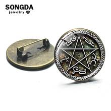 SONGDA Supernatural Pentacle Hebrew Brooch TV Series Dean Sam Art Poster Glass Cabochon Lapel Pin Backpack Badge Fashion Jewelry 2024 - buy cheap