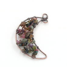 FYSL Copper Wire Wrap Crescent Moon Tourmaline Stone Pendant Carnelian Vintage Style Jewelry 2024 - buy cheap